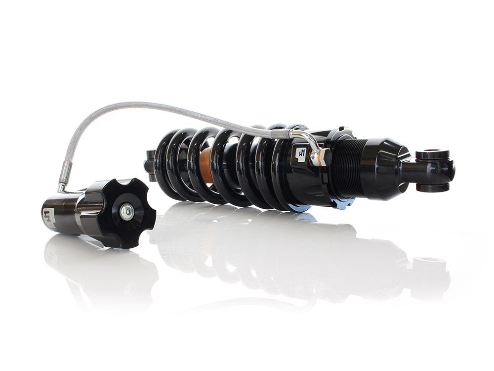 465 Series, 12.2in. Rear Shock Absorber with Remote Adjustable Preload & Heavy Duty Spring Rate - Black. Fits Softail 2018up.
