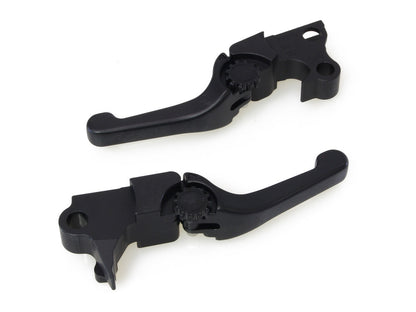 Adjustable Shorty Anthem Levers - Black. Fits Softail 1996-2014, Dyna 1996-2017, Touring 1996-2007, Sportster 1996-2003.