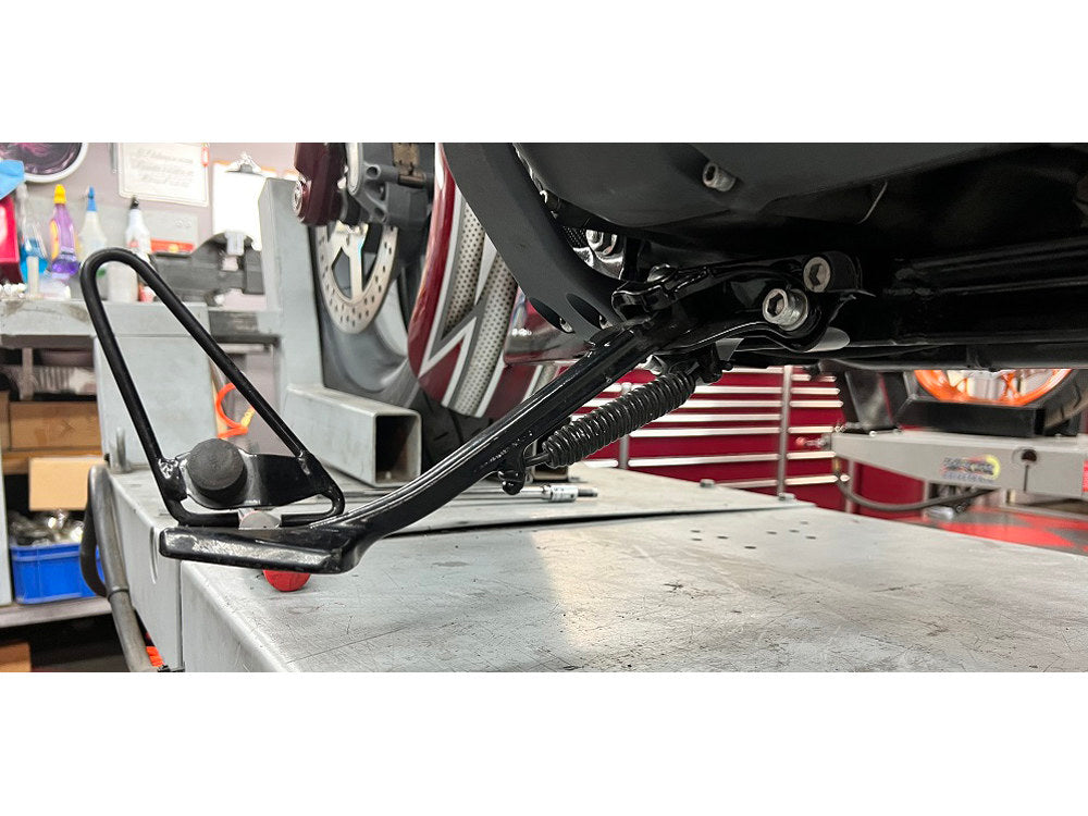 The Fix-Stand Wedge Plate - Black. Fits Softail 2018up.