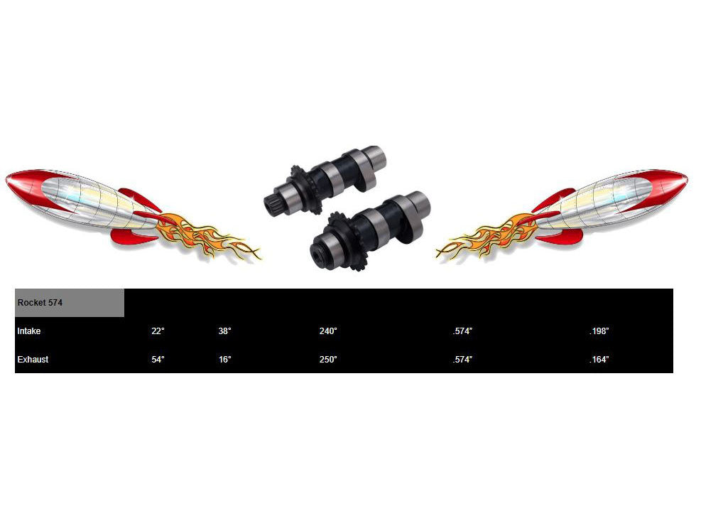 574CE Chain Drive Easy Start Camshafts. Fits Dyna 2006 & Twin Cam 2007-2017.