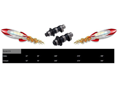 574CE Chain Drive Easy Start Camshafts. Fits Dyna 2006 & Twin Cam 2007-2017.