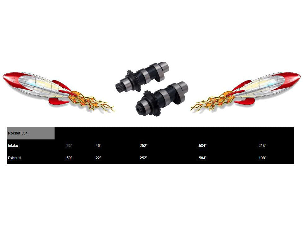 584CE Chain Drive Easy Start Camshafts. Fits Dyna 2006 & Twin Cam 2007-2017.