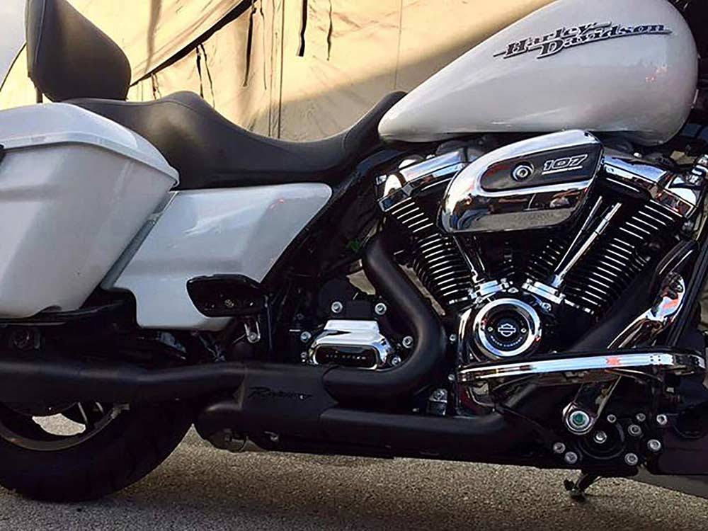 Right Side Tuck & Under Headers - Black. Fits Touring 2017up.