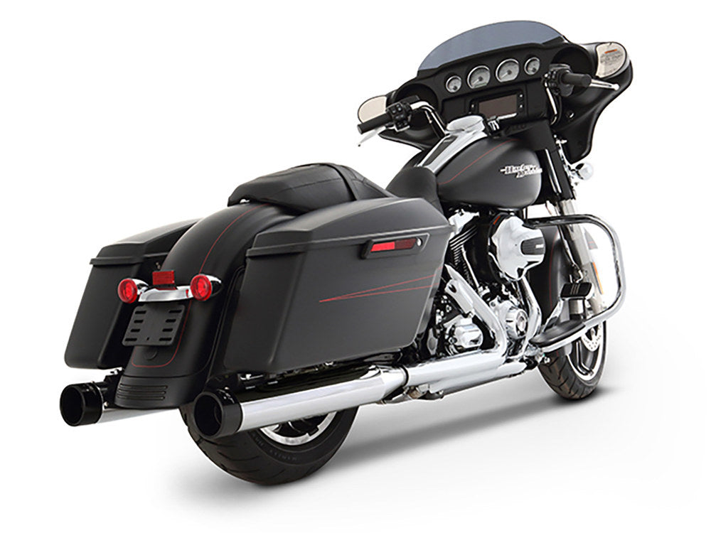 4in. Slip-On Mufflers - Chrome with Black End Caps. Fits Touring 2017up.
