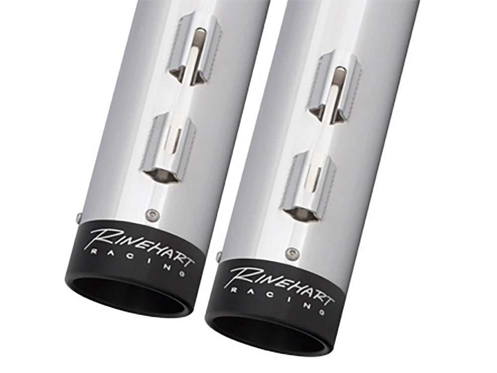 4in. Slip-On Mufflers - Chrome with Black End Caps. Fits Touring 2017up.