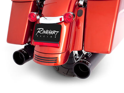 4in. Slip-On Mufflers - Black with Black End Caps. Fits Touring 2017up.