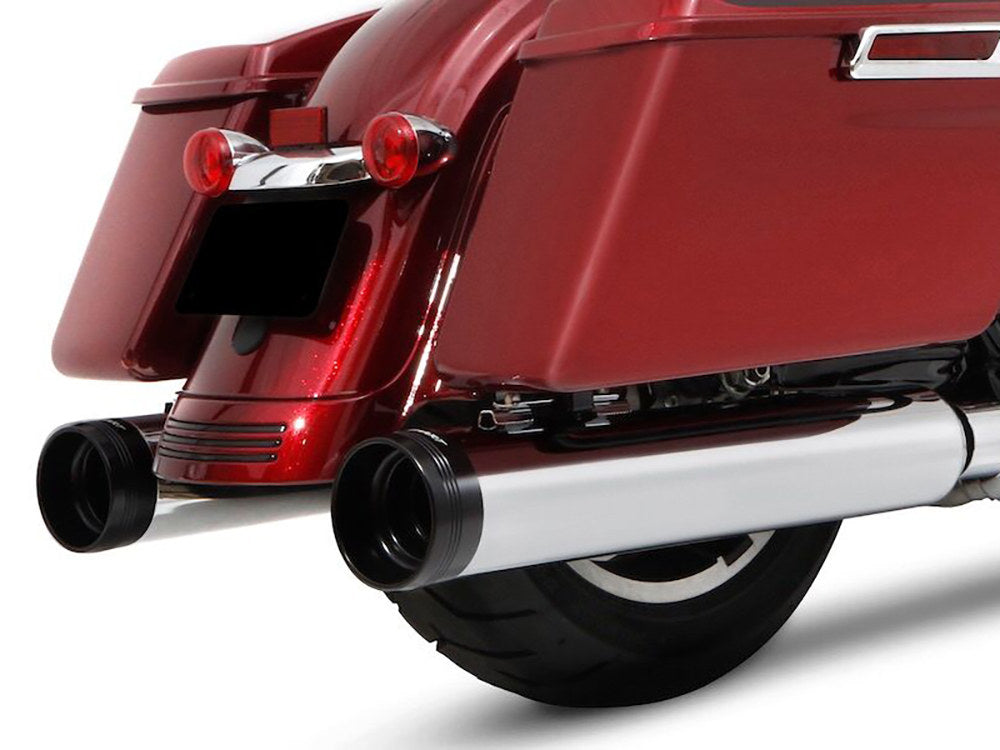 4-1/2in. DBX45 Slip-On Mufflers - Chrome with Black End Caps. Fits Touring 2017up.