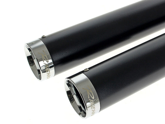 3in. Slip-On Mufflers - Black with Chrome End Caps. Fits Dyna 1995-2017
