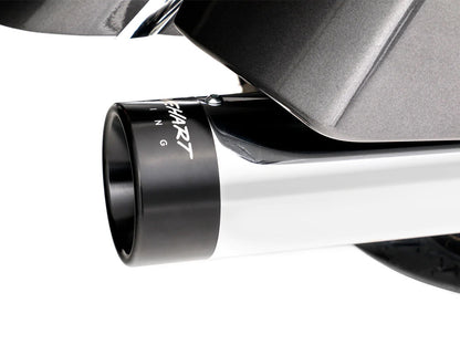 4in. DBX40 Slip-On Mufflers - Chrome with Black End Caps. Fits Indian Big Twin 2014up with Hard Saddle Bags.