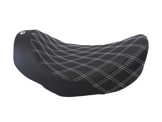 Renegade LS Solo Seat with White Double Diamond Stitch. Fits Dyna 2006-2017.