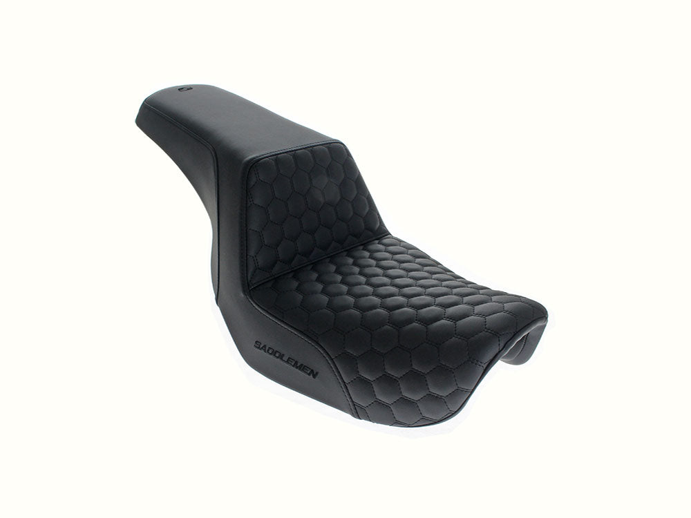 Step-Up HC Dual Seat with Black Honeycomb Stitch. Fits Dyna 2006-2017
