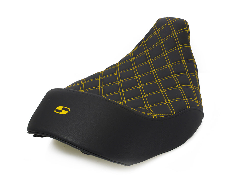 Renegade LS Solo Seat with Gold Double Diamond Lattice Stitch. Fits Most Touring 2008-2024
