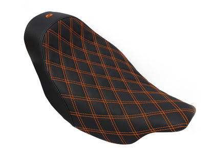 Renegade LS Solo Seat with Orange Double Diamond Lattice Stitch. Fits Most Touring 2008-2024
