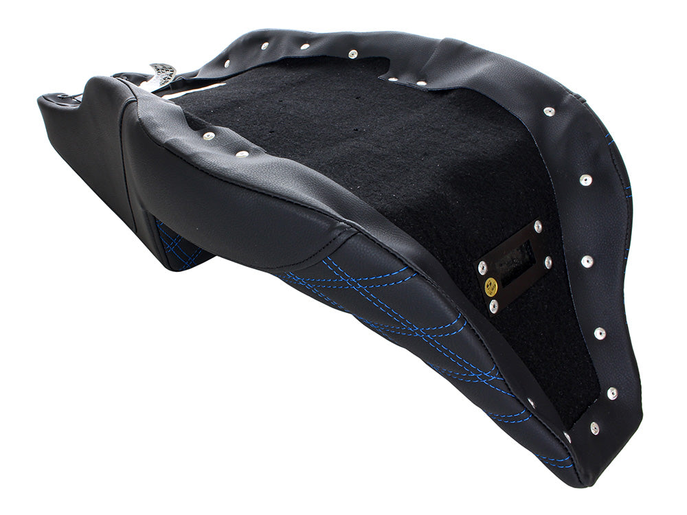 Step-Up LS Dual Seat with Blue Double Diamond Lattice Stitch. Fits Most Touring 2008-2024