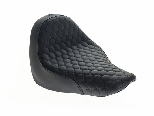 Renegade Solo Seat with Black Honeycomb Stitch. Fits Fat Boy 2018up & Breakout 2023up
