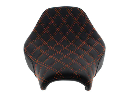 Renegade LS Solo Seat with Orange Double Diamond Lattice Stitch. Fits Softail Street Bob 2018up & Standard 2020up.