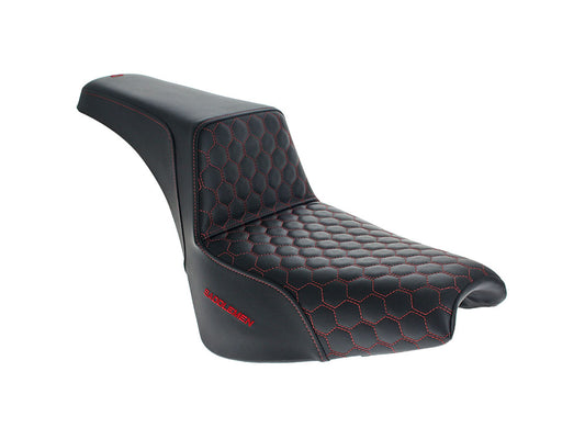 Step-Up HC Dual Seat with Red Honeycomb Stitch. Fits Softail Street Bob 2018up & Standard 2020up