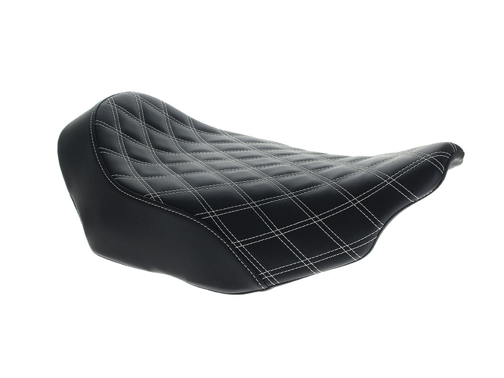 Renegade LS Solo Seat with White Double Diamond Lattice Stitch. Fits CVO Touring 2023up, Street Glide & Road Glide 2024up, Touring 2025up