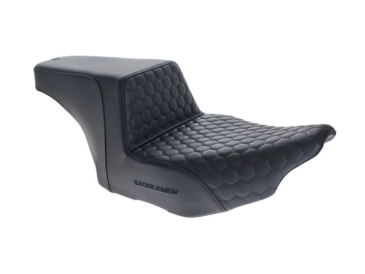 Step-Up HC Dual Seat with Black Honeycomb Stitch. Fits CVO Touring 2023up, Street Glide & Road Glide 2024up, Touring 2025up