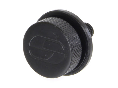 1/4in.-20 Knurled Seat Mount Screw - Black. Fits H-D 1996up