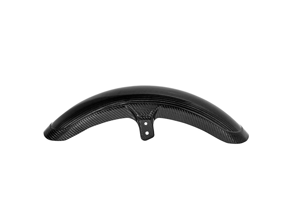 Carbon Front Fender - Gloss Finish. Fits Mid-Glide Dyna 2006-2017, Softail Street Bob 2018up & Standard 2020-2024 with 19in. Front Wheel. Also Fits Softail Low Rider S 2020up & Low Rider ST 2022up with Adapter