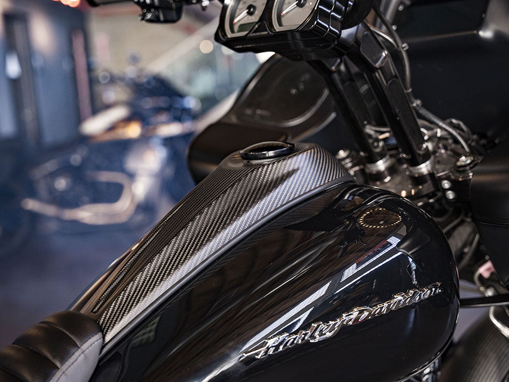 Carbon Dash, Center Fill Models - Matte Finish. Fits Street Glide 2008-2020, Road Glide 2008-2020, Electra Glide 2008-2022, Ultra Limited 2010-2024 Road Glide Linited 2020-2024 & Tri Glide 2009up