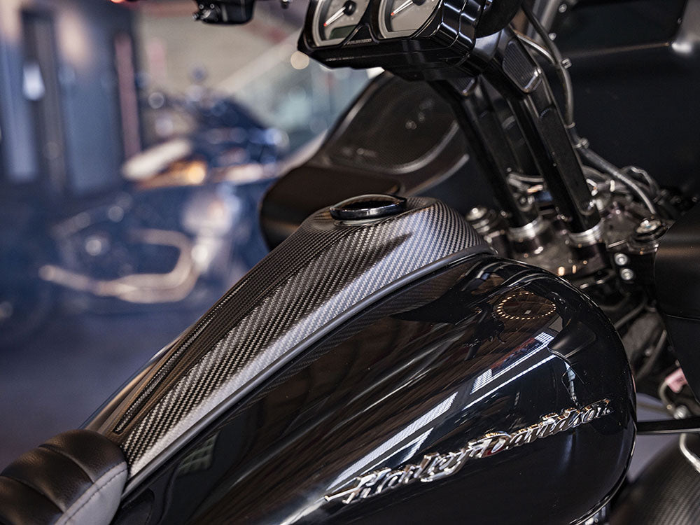 Carbon Dash, Center Fill Models - Matte Finish. Fits Street Glide 2008-2020, Road Glide 2008-2020, Electra Glide 2008-2022, Ultra Limited 2010-2024 Road Glide Linited 2020-2024 & Tri Glide 2009up