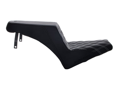 Step-Up LS Dual Seat with Silver Double Diamond Lattice Stitch. Fits Scout Bobber 2018-2024