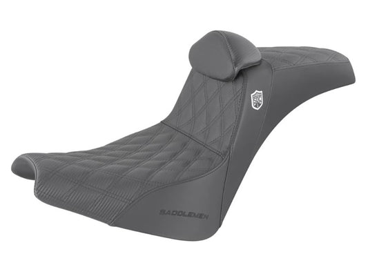 Pro Series San Diego Customs Performance Gripper Dual Seat with Backrest & Black Stitch. Fits Softail Street Bob 2018up & Standard 2020up