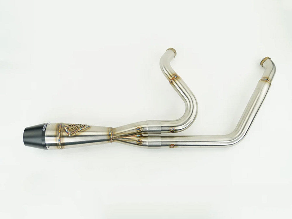 Shorty 2-into-1 Exhaust with Billet End Cap - Stainless Steel. Fits Touring 2017up.