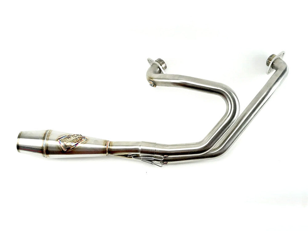 Shorty 2-into-1 Exhaust with Welded End Cap - Stainless Steel. Fits Indian Scout 2015-2024