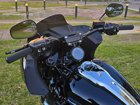 Mid Bend Bars - Black. Fits CVO Touring 2023up, Street Glide & Road Glide 2024up, Touring 2025up & Softail 2025up