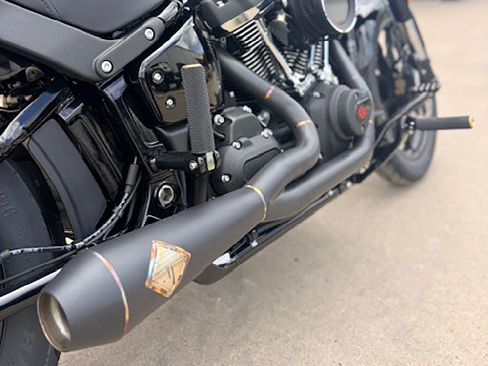 2-into-1 LaneSplitter Exhaust - Black Onyx. Fits Softail 2018up Non-240 Rear Tyre Models.