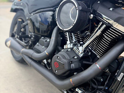 2-into-1 LaneSplitter Exhaust - Black Onyx. Fits Softail 2018up Non-240 Rear Tyre Models.