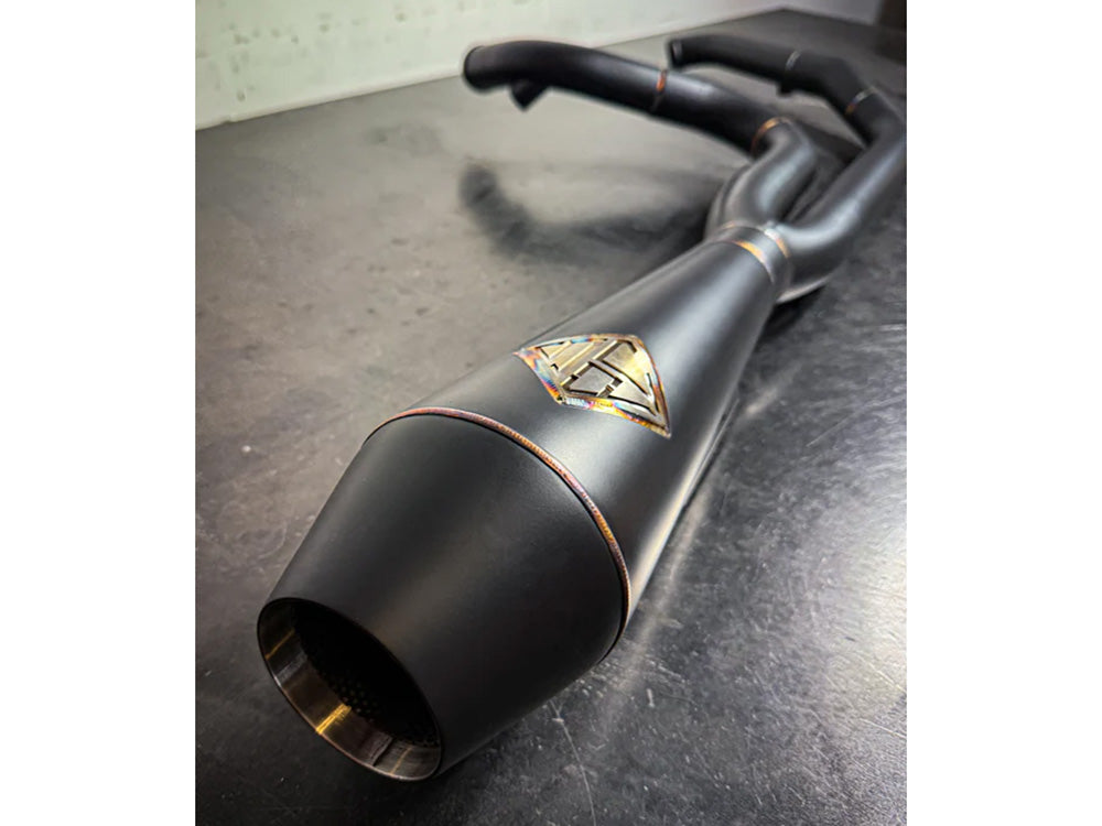 2-into-1 LaneSplitter Exhaust - Black Onyx. Fits Softail 2018up Non-240 Rear Tyre Models.