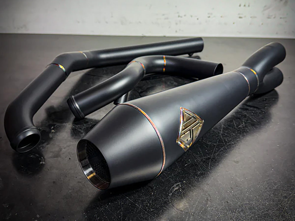2-into-1 4.5in. Big Bore Exhaust - Black Onyx. Fits Softail 2018up Non-240 Rear Tyre Models.