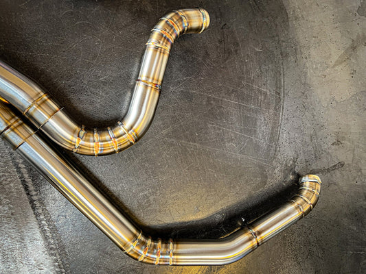 2-into-1 4.5in. Works Edition Big Bore Exhaust - Stainless Steel. Fits Softail 2018up Non-240 Rear Tyre Models.