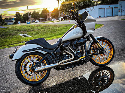 2-into-1 Elsinore Mid Length Exhaust - Stainless Steel. Fits Softail 2018up Non-240 Rear Tyre Models