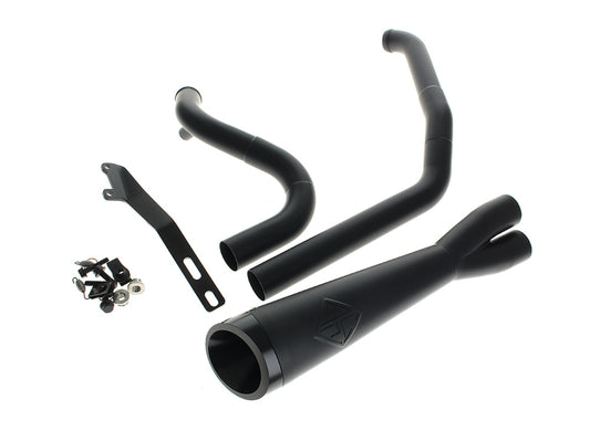 2-into-1 Cutback Exhaust - Black with Black End Cap. Fits Touring 2017up.