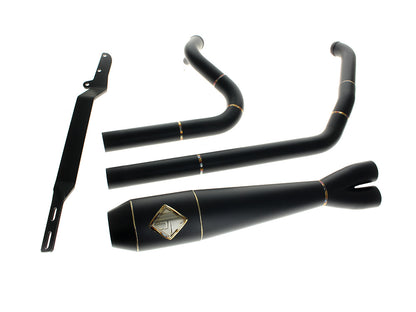 2-into-1 Elsinore Mid Length Exhaust - Black Onyx. Fits Touring 2017up