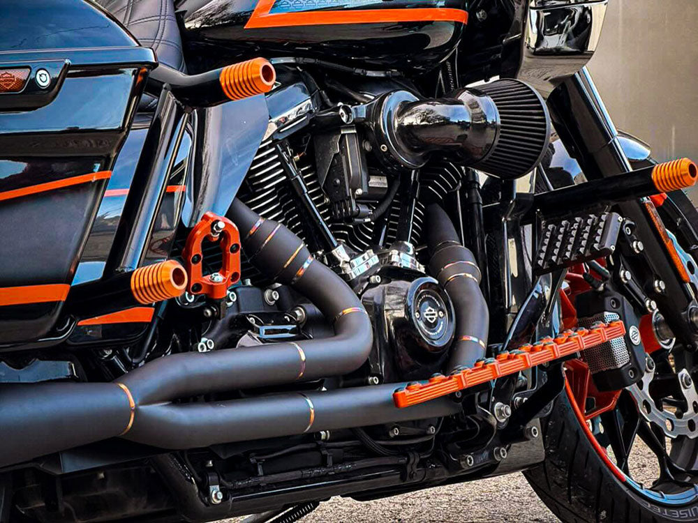2-into-1 Elsinore Mid Length Exhaust With ProFlo Headers - Black Onyx. Fits Touring 2017up