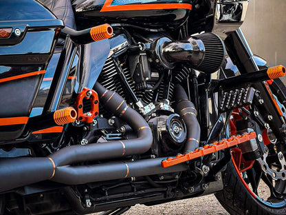 2-into-1 Elsinore Mid Length Exhaust With ProFlo Headers - Black Onyx. Fits Touring 2017up