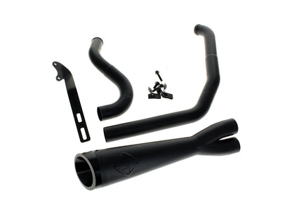 2-into-1 Cutback Exhaust - Black with Black End Cap. Fits Dyna 1999-2005