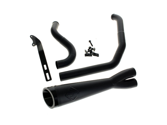 2-into-1 Cutback Exhaust - Black with Black End Cap. Fits Dyna 1999-2005