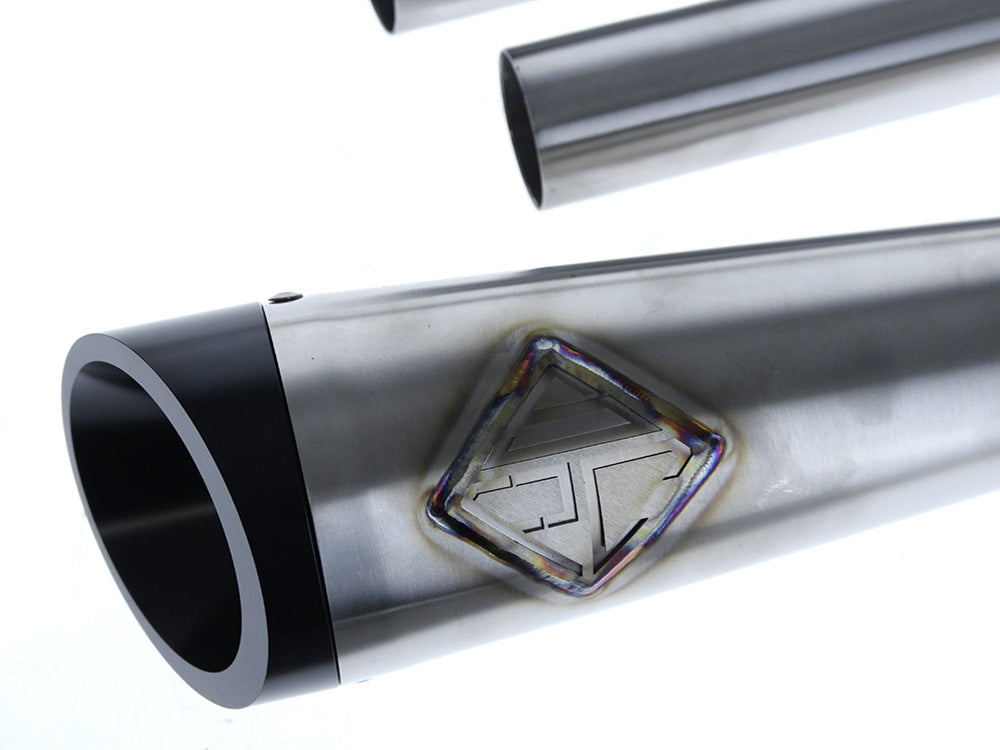 2-into-1 Cutback Exhaust - Stainless Steel with Black End Cap. Fits FXR 1987-1994