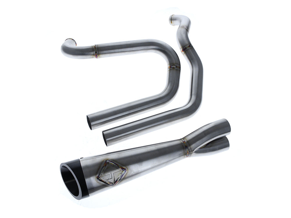 2-into-1 Cutback Exhaust - Stainless Steel with Black End Cap. Fits FXR 1987-1994