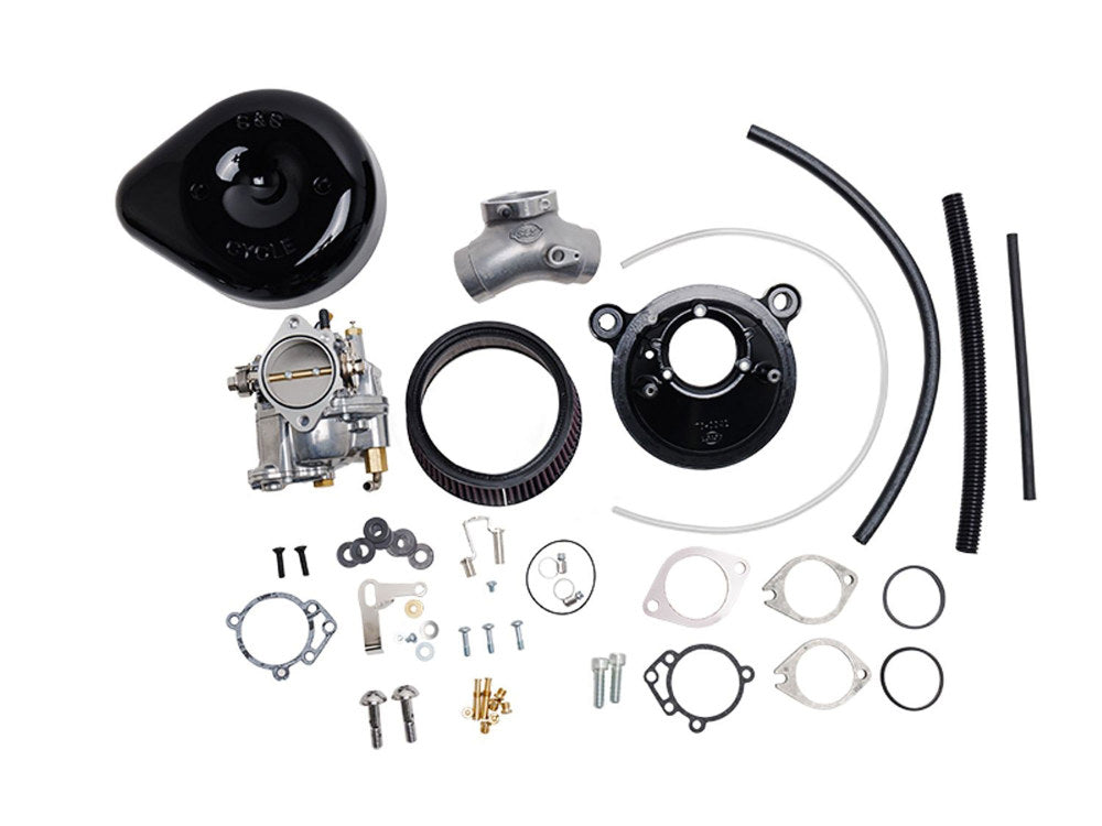 Super E Carburettor Kit. Fits Evo 1984-1999. Black Stealth Air Cleaner.