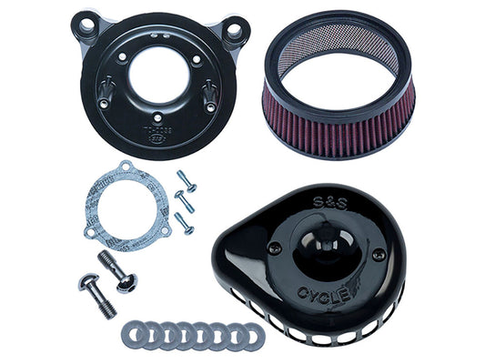 Mini Teardrop Air Cleaner Kit - Black. Fits Touring 2008-2016, Softail 2016-2017, CVO Softail 2011-2017 & Dyna Low Rider S 2016-2017 with Throttle-by-Wire