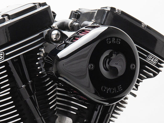 Mini Teardrop Air Cleaner Kit - Black. Fits Big Twins 1993-2017 with CV Carb or Cable Operated Delphi EFI.