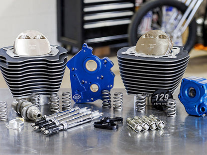 Power Pack - 129ci Big Bore Kit with Chain Drive 550 Camshaft, Highlighted Fins & Chrome Pushrod Tubes. Fits Milwaukee-Eight 2017-2024 with 107ci Oil Cooled Engine